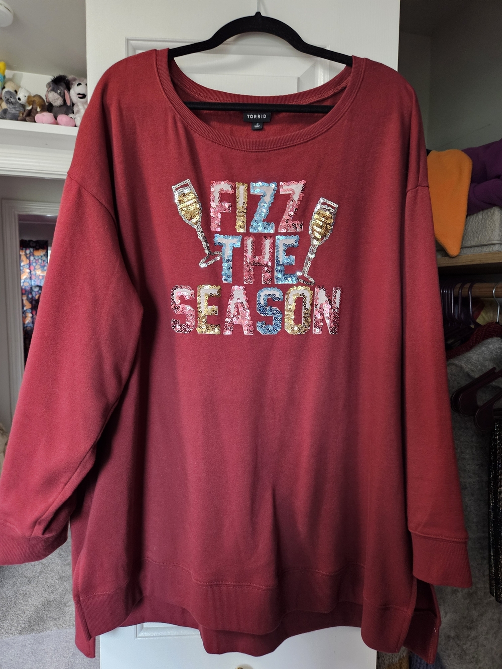 Torrid Red Sequin "Fizz The Season" Holiday Sweatshirt